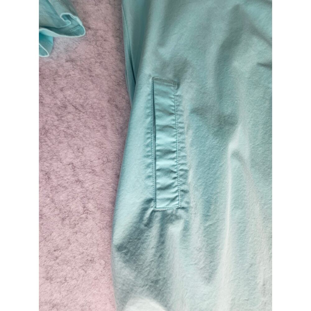 Stella Carakasi Button-Down Tunic Shirt Tulip Pockets Turquoise Jersey Back Sz M - Picture 7 of 9
